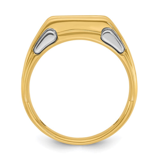 14k Two-tone Gold Men's Polished 3-Stone 1/2 Carat Diamond Ring Size 10