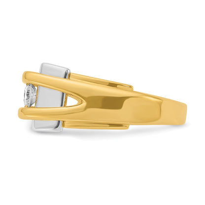 14k Two-tone Gold Men's Polished 3-Stone 1/2 Carat Diamond Ring Size 10
