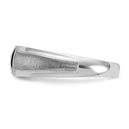 14k White Gold Men's Polished and Satin 3-Stone 1/20 Carat Lab Grown Diamond Ring Size 10