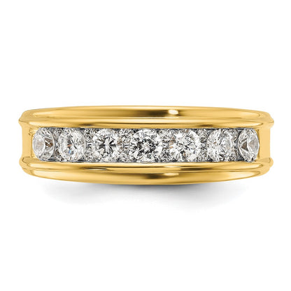 14k Yellow Gold 7/8 Ct Lab Grown Diamond 7 Stone Anniversary Ring VS/SI, G