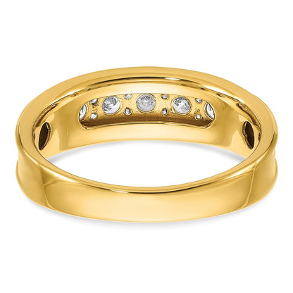 14k Yellow Gold 7/8 Ct Lab Grown Diamond 7 Stone Anniversary Ring VS/SI, G