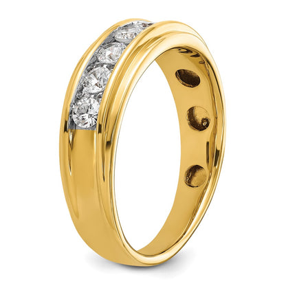 14k Yellow Gold 7/8 Ct Lab Grown Diamond 7 Stone Anniversary Ring VS/SI, G