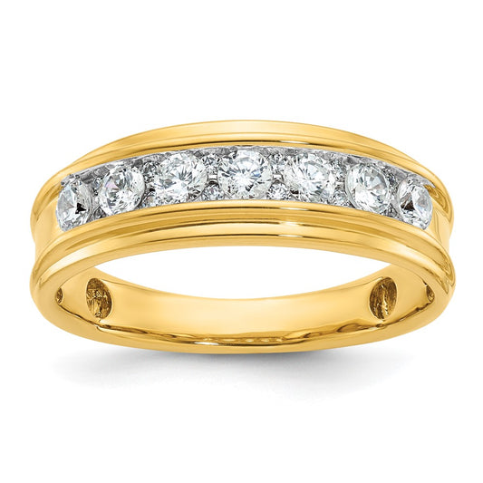 14k Yellow Gold 7/8 Ct Lab Grown Diamond 7 Stone Anniversary Ring VS/SI, G