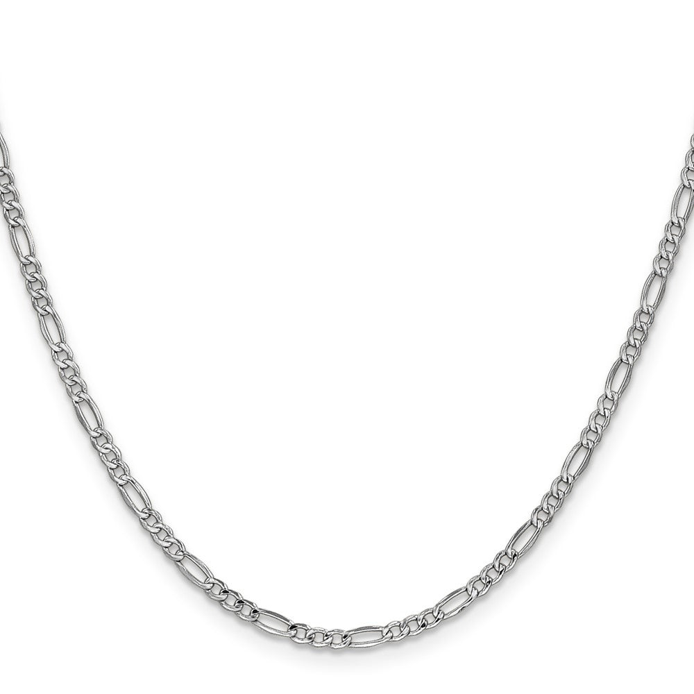 14K White Gold 2.5mm Semi-Solid Figaro Chain Necklace