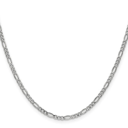 14K White Gold 2.5mm Semi-Solid Figaro Chain Necklace