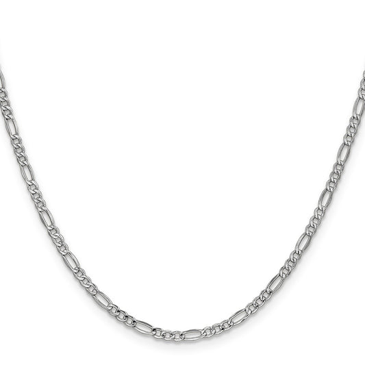 14K White Gold 2.5mm Semi-Solid Figaro Chain Necklace