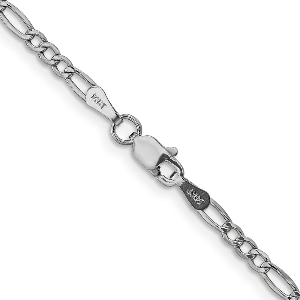 14K White Gold 2.5mm Semi-Solid Figaro Chain Necklace