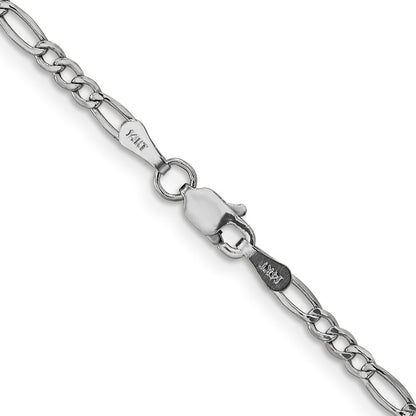 14K White Gold 2.5mm Semi-Solid Figaro Chain Necklace
