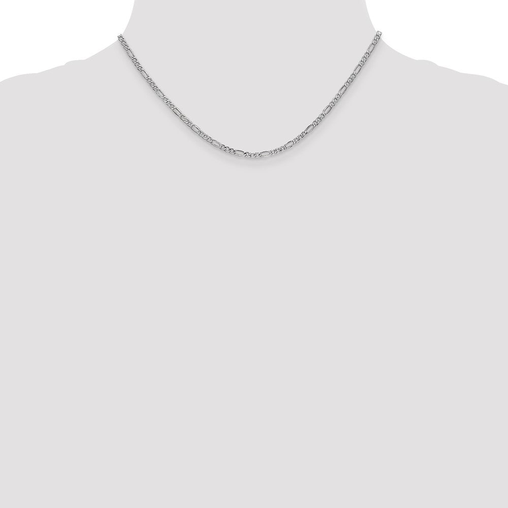 14K White Gold 2.5mm Semi-Solid Figaro Chain Necklace