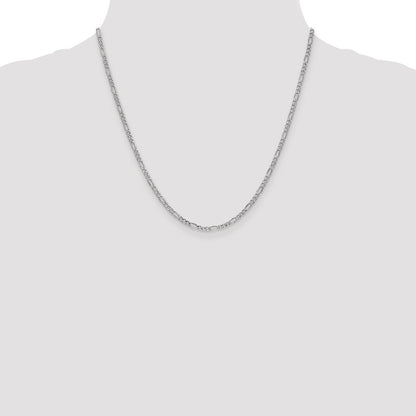 14K White Gold 2.5mm Semi-Solid Figaro Chain Necklace