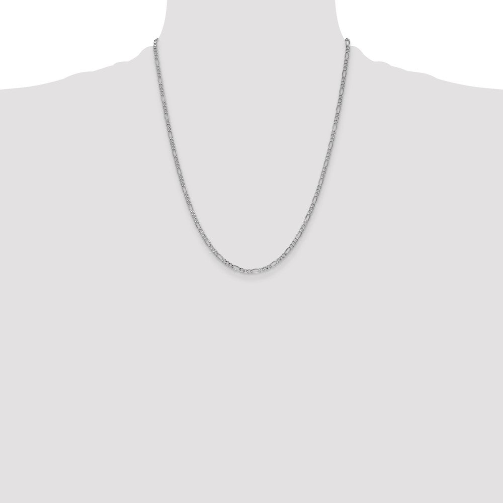 14K White Gold 2.5mm Semi-Solid Figaro Chain Necklace