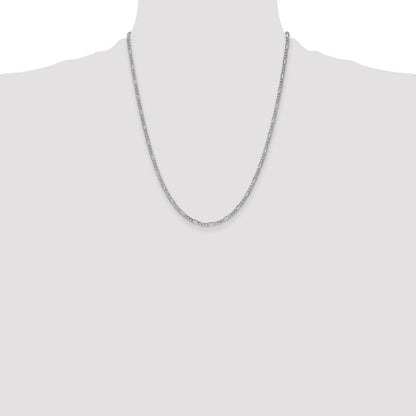 14K White Gold 2.5mm Semi-Solid Figaro Chain Necklace