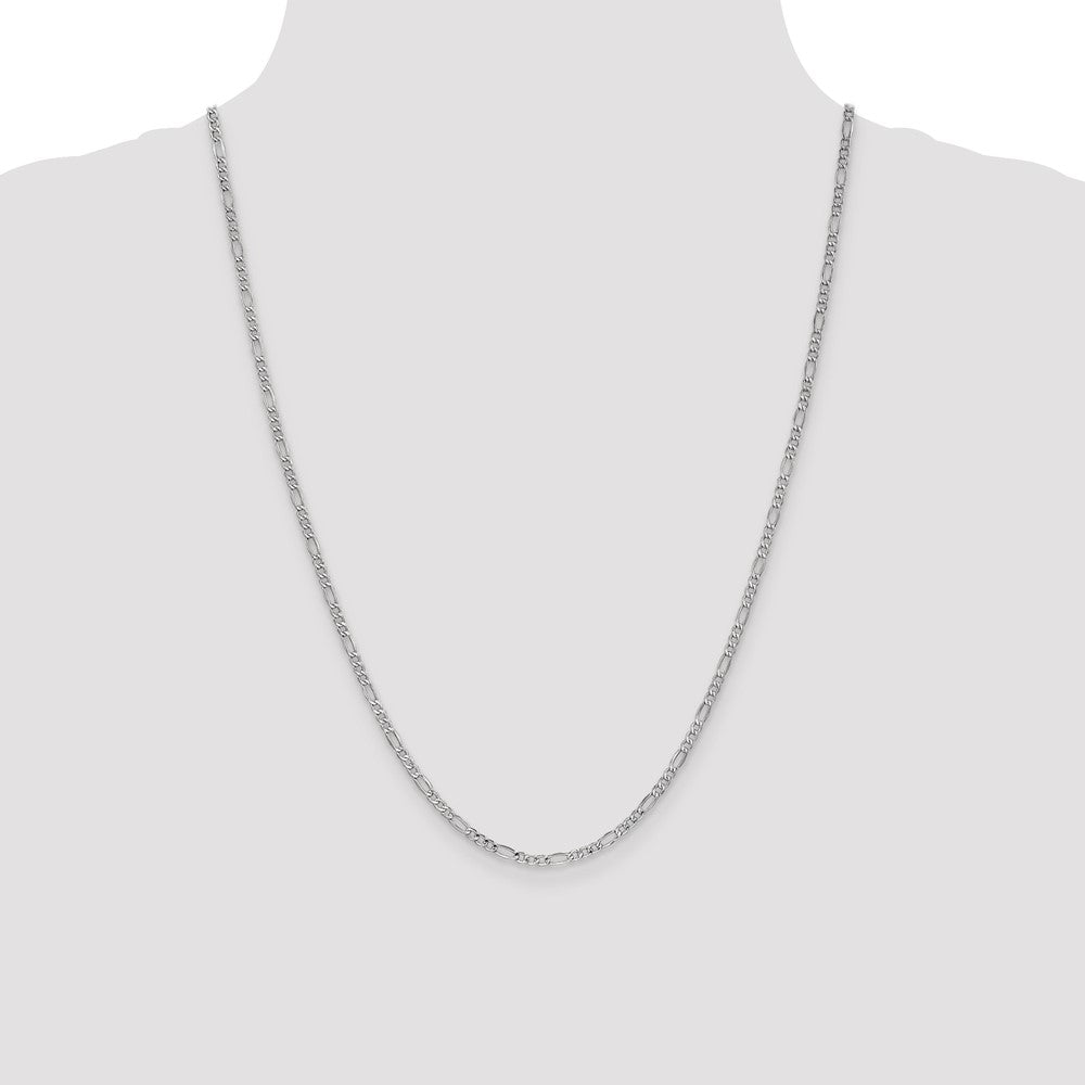 14K White Gold 2.5mm Semi-Solid Figaro Chain Necklace