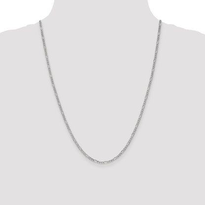 14K White Gold 2.5mm Semi-Solid Figaro Chain Necklace