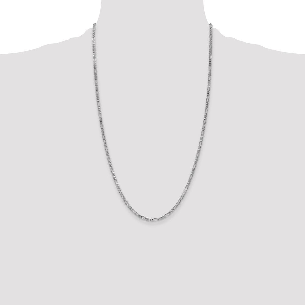 14K White Gold 2.5mm Semi-Solid Figaro Chain Necklace