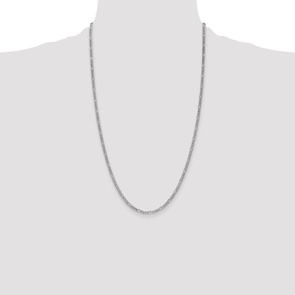 14K White Gold 2.5mm Semi-Solid Figaro Chain Necklace