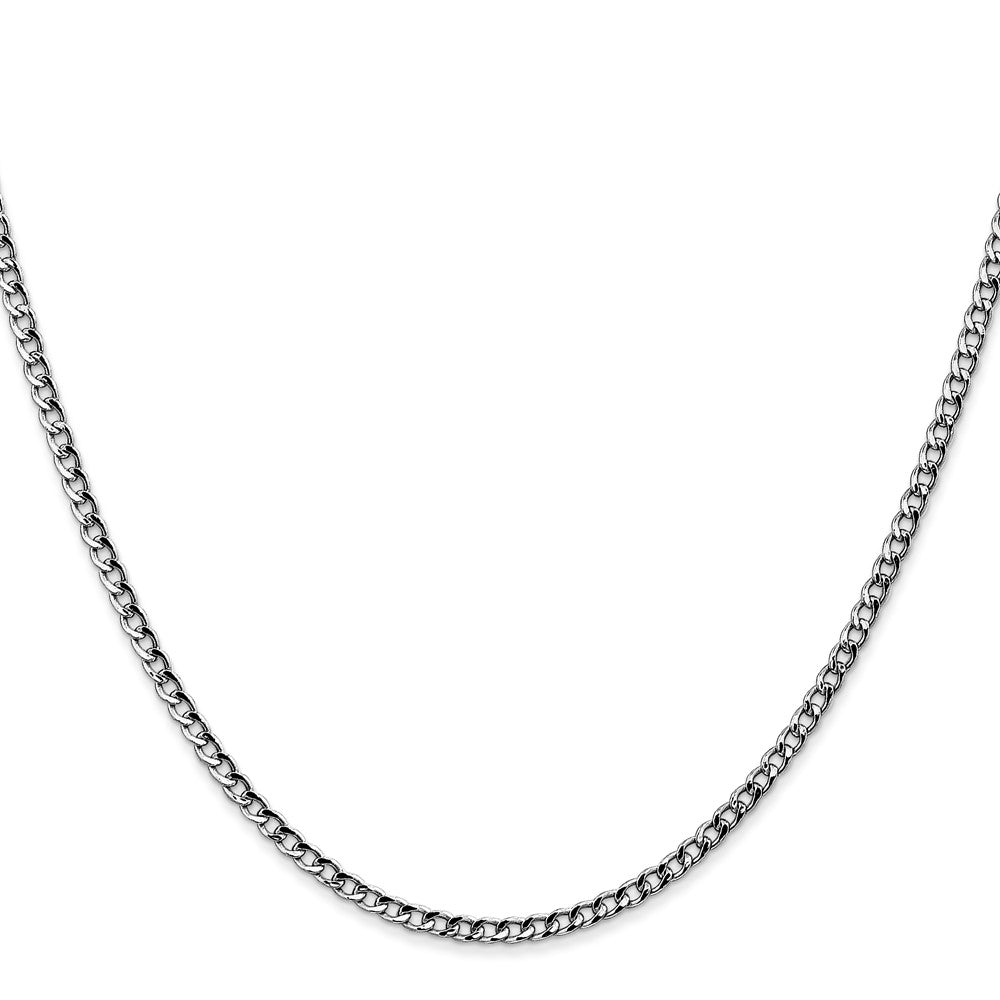 14K White Gold 2.5mm Semi-Solid Curb Chain Necklace