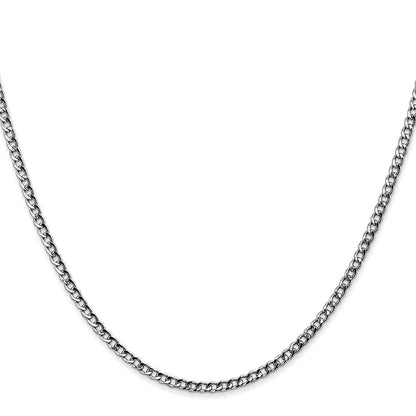 14K White Gold 2.5mm Semi-Solid Curb Chain Necklace