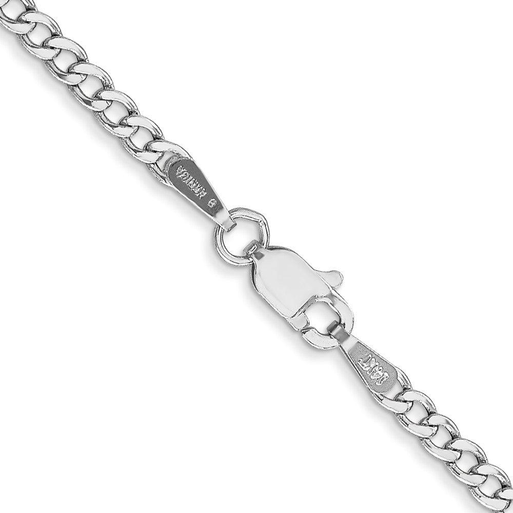 14K White Gold 2.5mm Semi-Solid Curb Chain Necklace