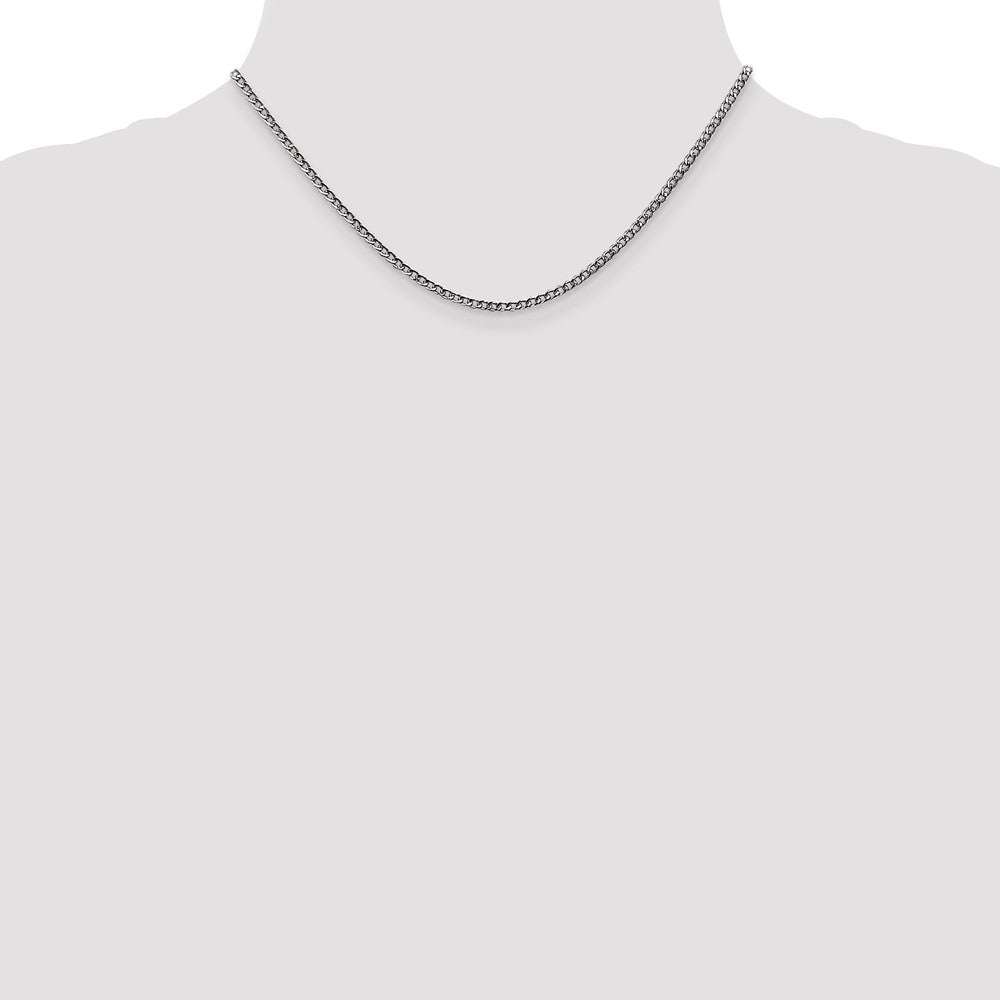 14K White Gold 2.5mm Semi-Solid Curb Chain Necklace
