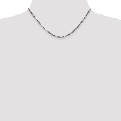 14K White Gold 2.5mm Semi-Solid Curb Chain Necklace