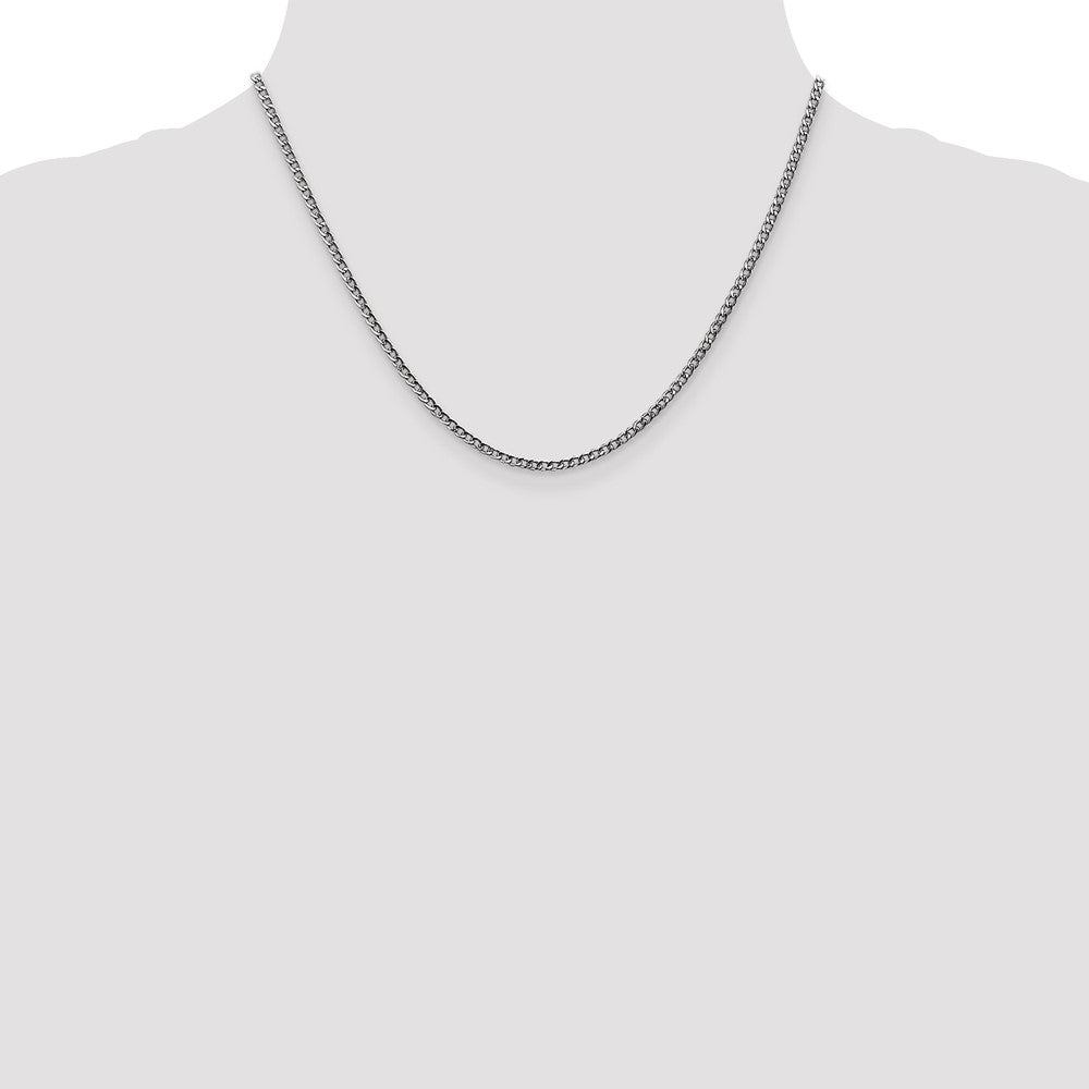 14K White Gold 2.5mm Semi-Solid Curb Chain Necklace