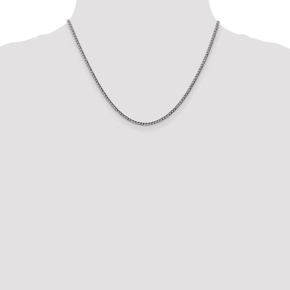 14K White Gold 2.5mm Semi-Solid Curb Chain Necklace