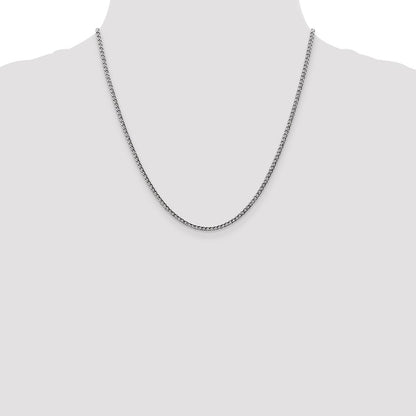 14K White Gold 2.5mm Semi-Solid Curb Chain Necklace