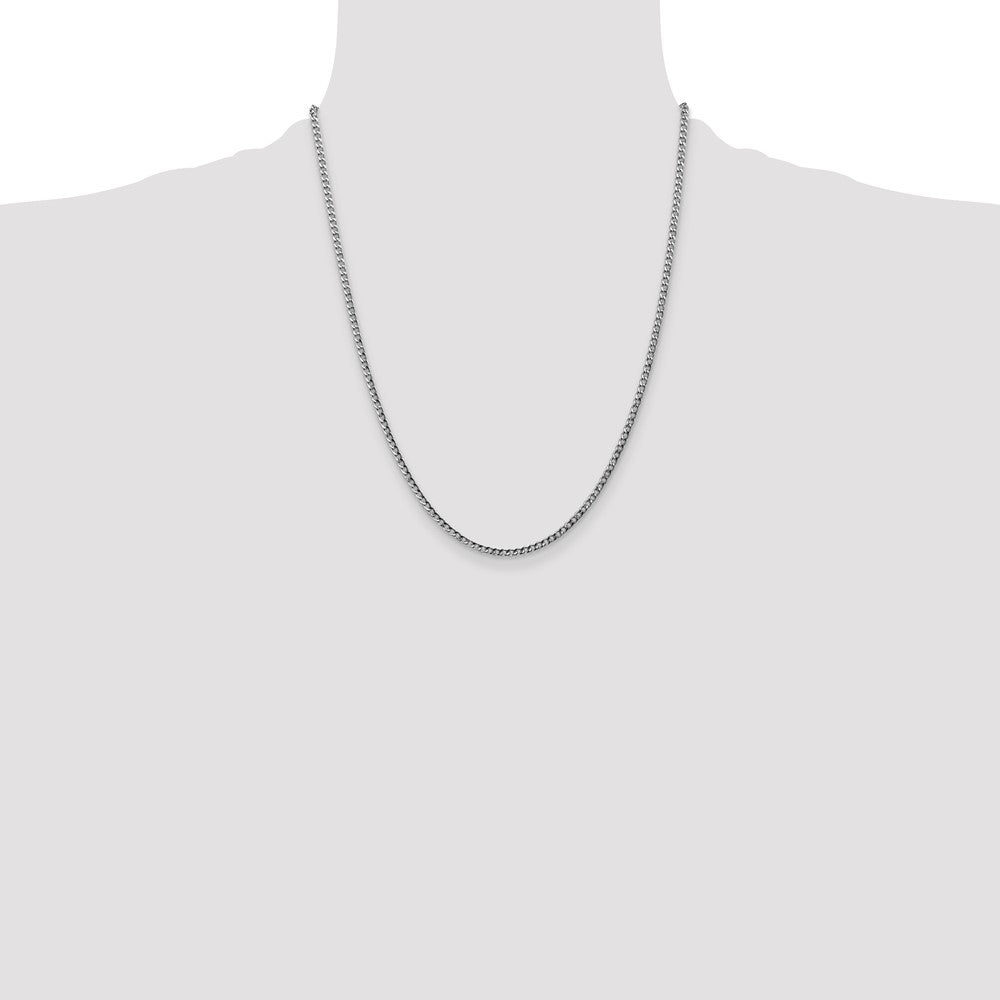14K White Gold 2.5mm Semi-Solid Curb Chain Necklace