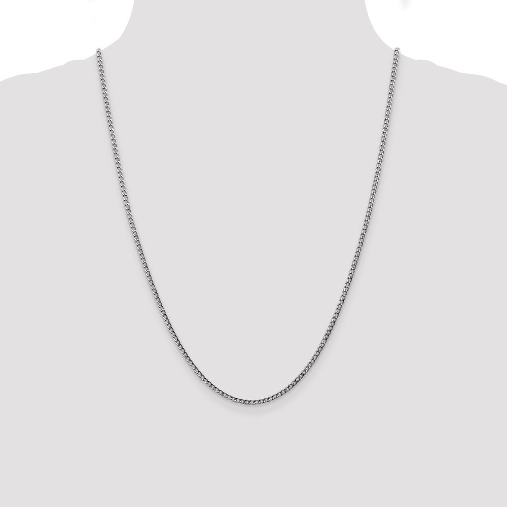 14K White Gold 2.5mm Semi-Solid Curb Chain Necklace