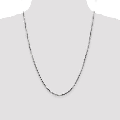 14K White Gold 2.5mm Semi-Solid Curb Chain Necklace