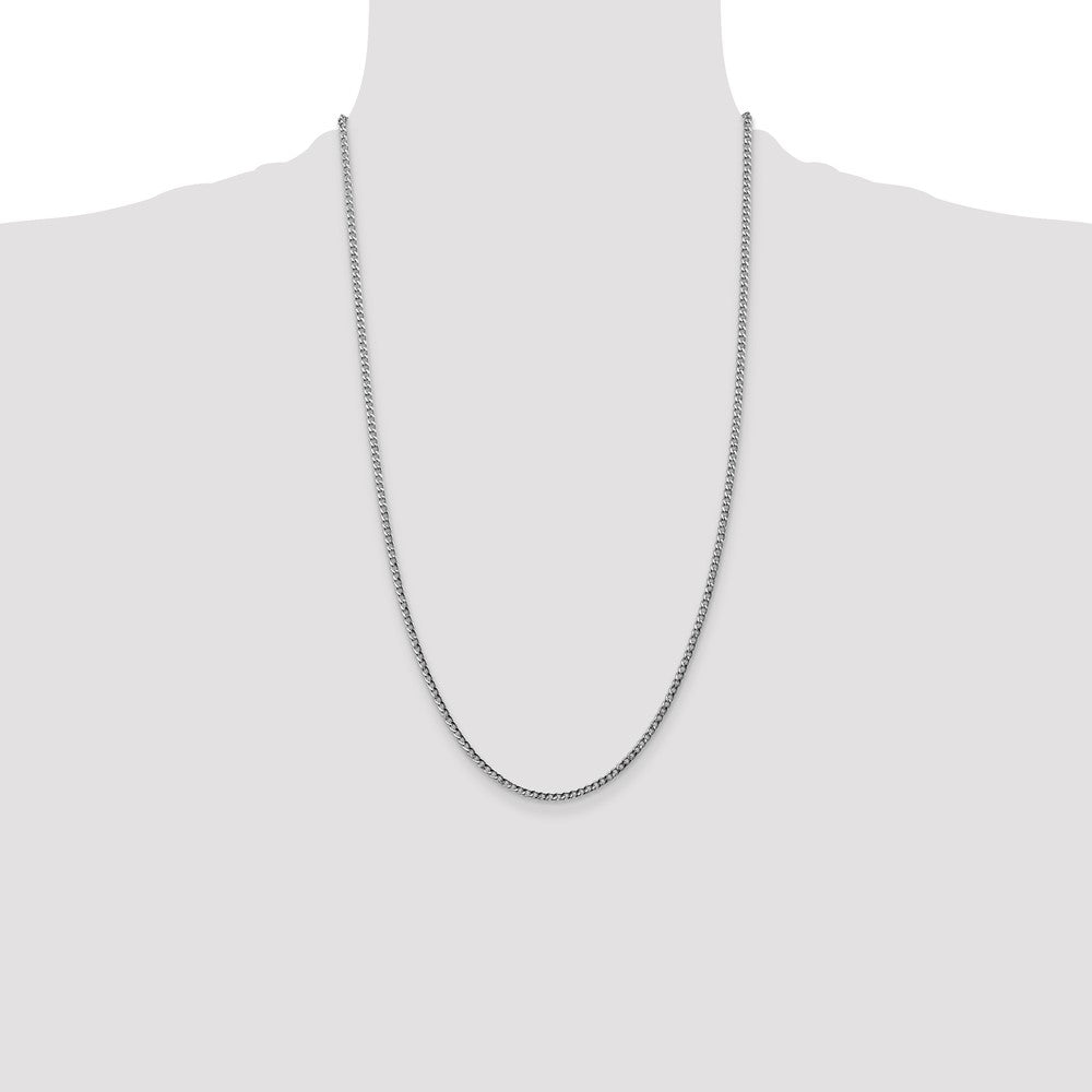 14K White Gold 2.5mm Semi-Solid Curb Chain Necklace