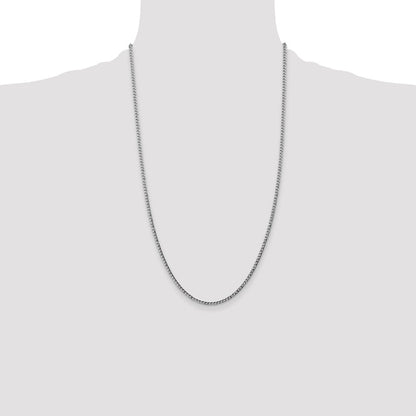 14K White Gold 2.5mm Semi-Solid Curb Chain Necklace