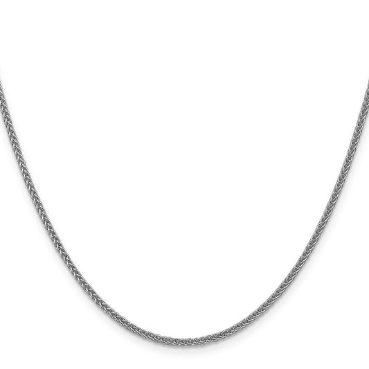 14K White Gold 2mm Semi-Solid 3-Wire Wheat Chain Necklace