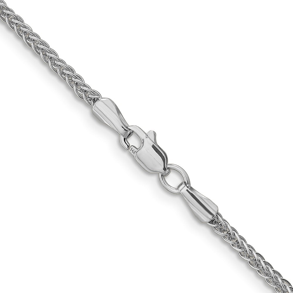 14K White Gold 2mm Semi-Solid 3-Wire Wheat Chain Necklace