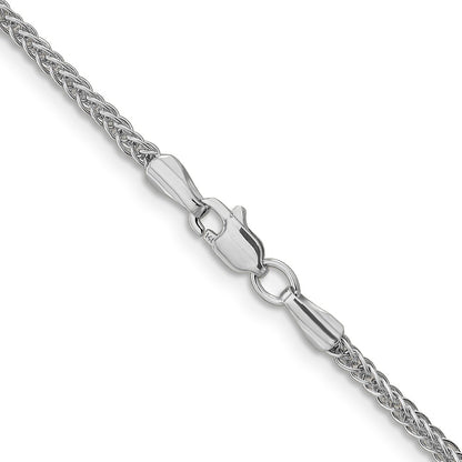 14K White Gold 2mm Semi-Solid 3-Wire Wheat Chain Necklace