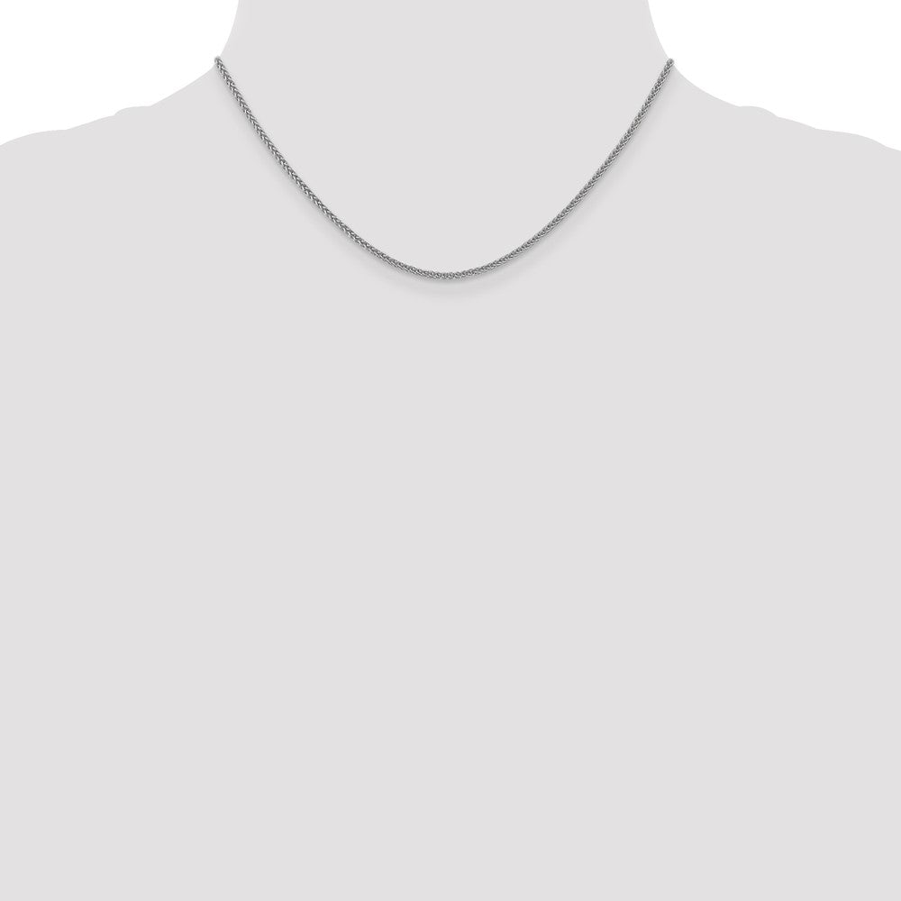 14K White Gold 2mm Semi-Solid 3-Wire Wheat Chain Necklace