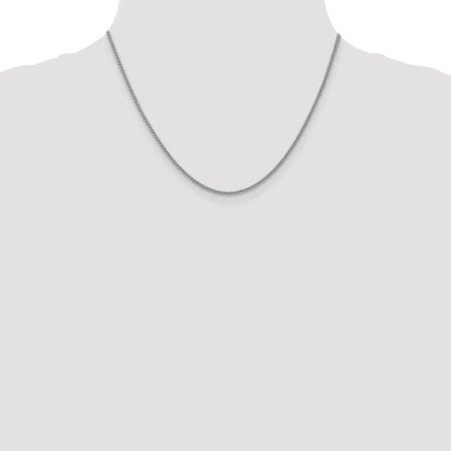 14K White Gold 2mm Semi-Solid 3-Wire Wheat Chain Necklace