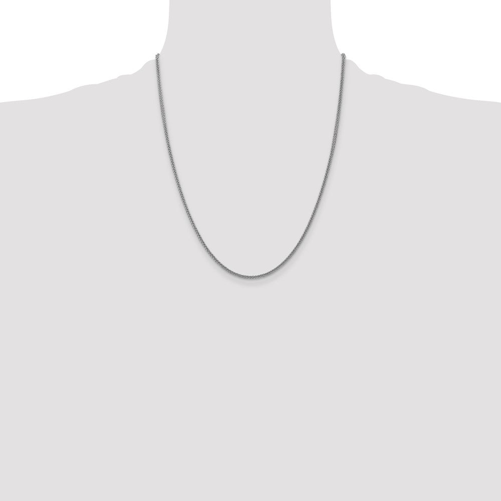14K White Gold 2mm Semi-Solid 3-Wire Wheat Chain Necklace