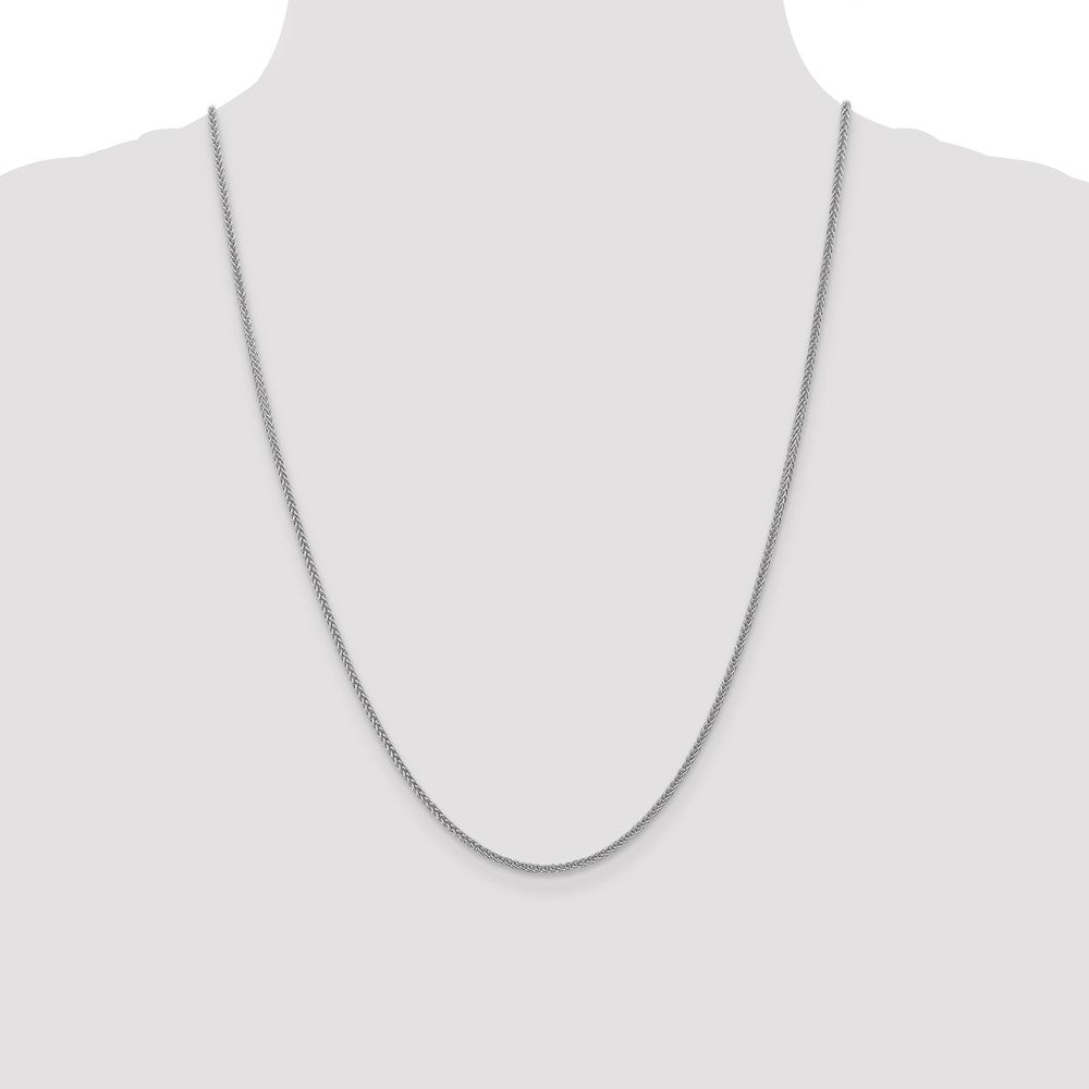 14K White Gold 2mm Semi-Solid 3-Wire Wheat Chain Necklace