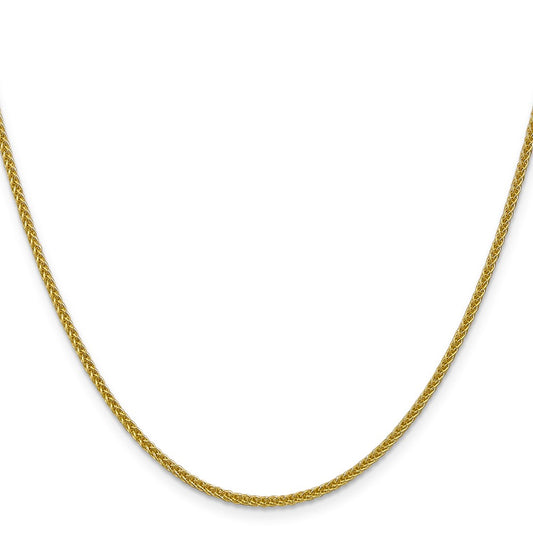 14k Yellow Gold 2mm Semi-Solid 3-Wire Wheat Chain Necklace