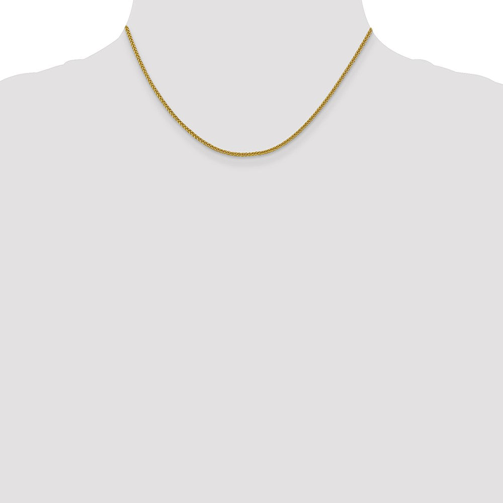 14k Yellow Gold 2mm Semi-Solid 3-Wire Wheat Chain Necklace