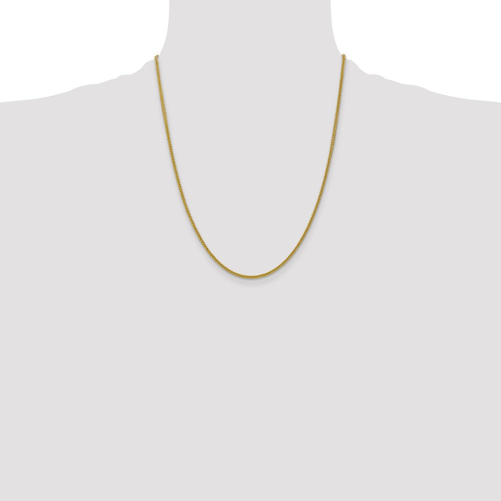 14k Yellow Gold 2mm Semi-Solid 3-Wire Wheat Chain Necklace