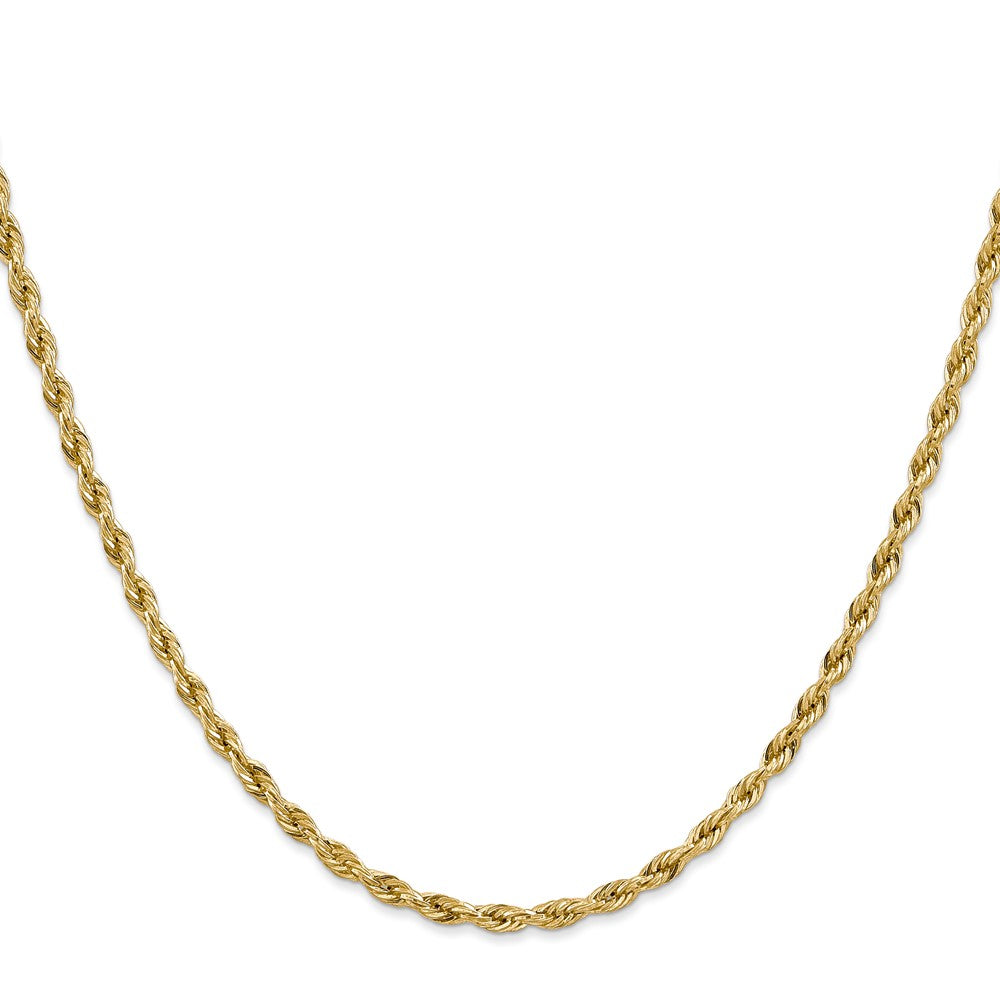 14k Yellow Gold 3mm Semi Solid Rope Chain Necklace