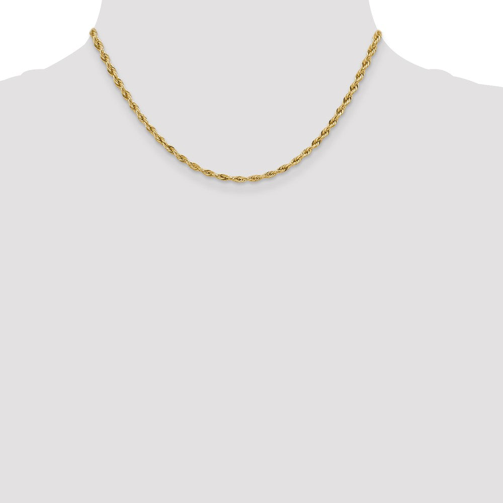 14k Yellow Gold 3mm Semi Solid Rope Chain Necklace