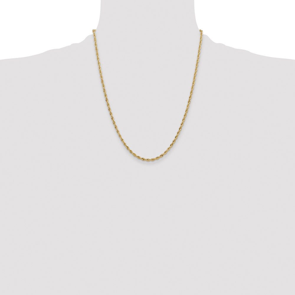 14k Yellow Gold 3mm Semi Solid Rope Chain Necklace