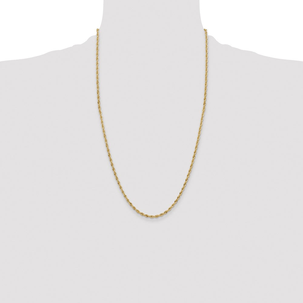 14k Yellow Gold 3mm Semi Solid Rope Chain Necklace