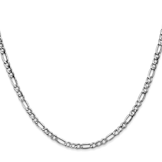 14K White Gold 3.5mm Semi-Solid Figaro Chain Necklace