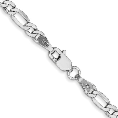 14K White Gold 3.5mm Semi-Solid Figaro Chain Necklace