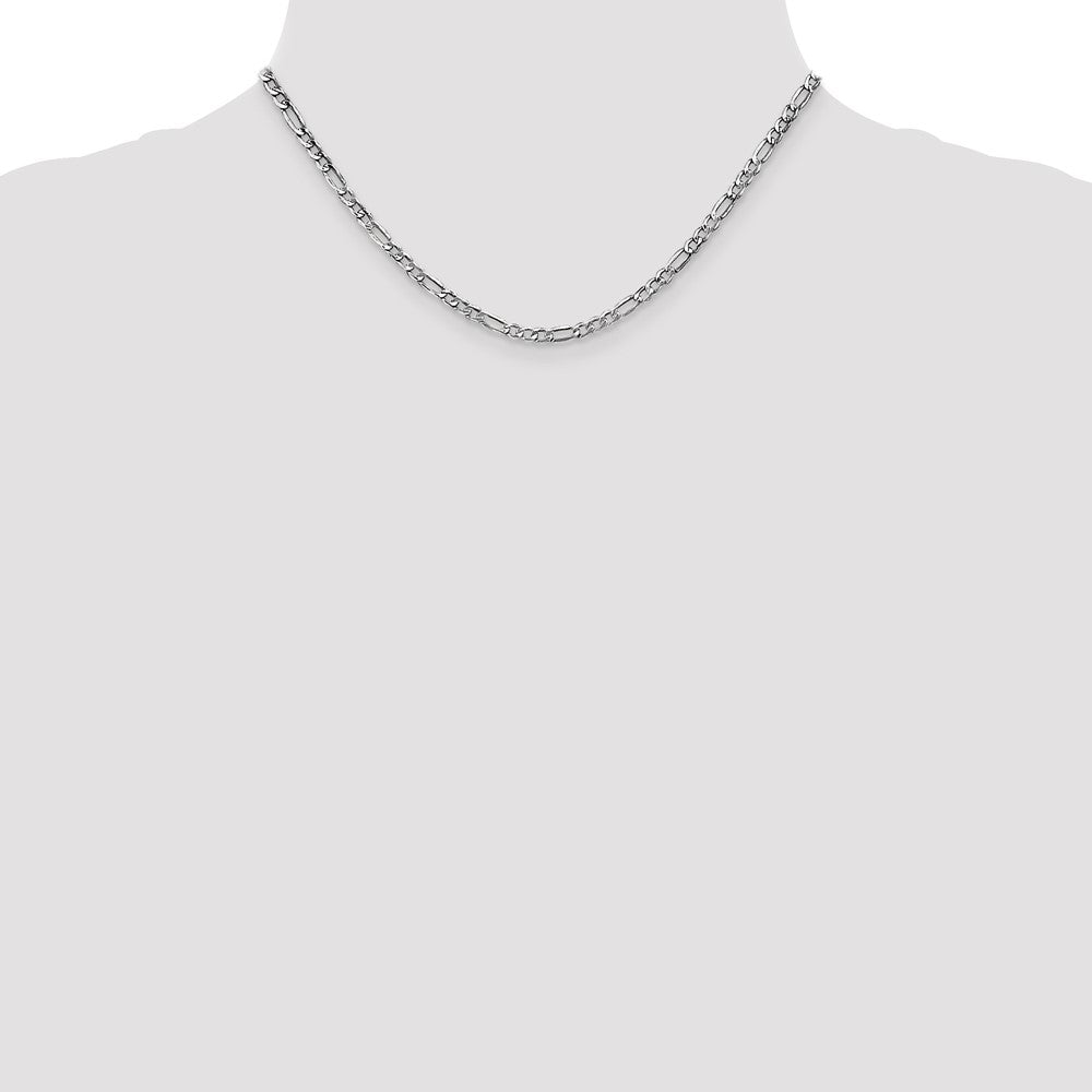 14K White Gold 3.5mm Semi-Solid Figaro Chain Necklace